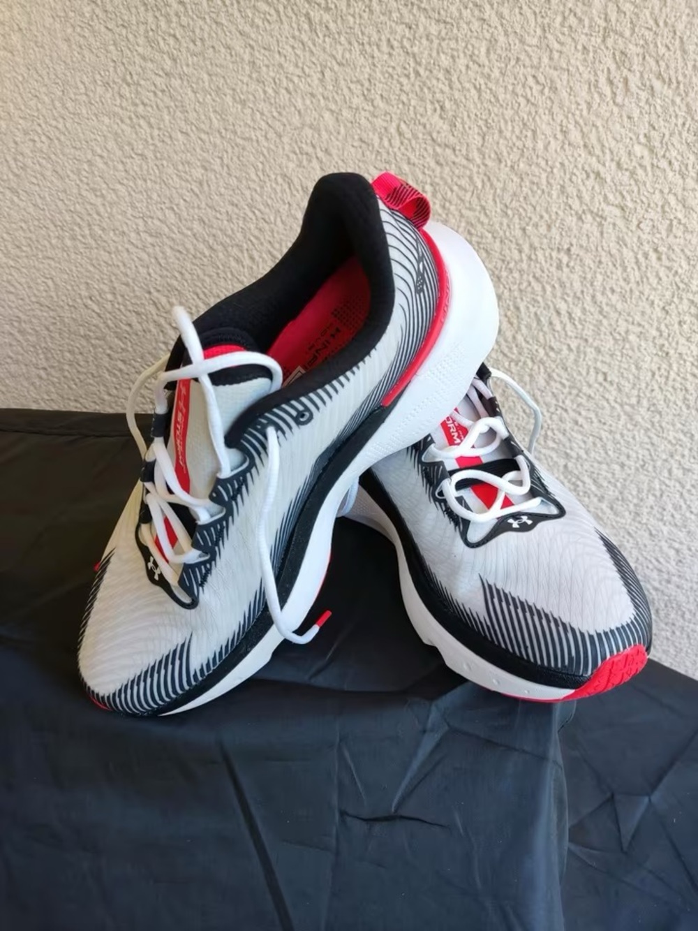 Under Armour Men's White, Black and Red Athletic Running Shoes